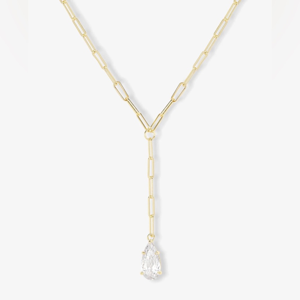 Baby Samantha Teardrop Lariat Necklace
Gold|White Diamondettes
